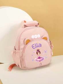 1pc Mini Back To School Personalized Bear Backpack, Versatile Casual Ballet Cartoon Girl Butterfly Print, Zipper Closure, Nylon Material, Adjustable Shoulder Strap, Hand-Carry, Suitable For School, Shopping, Daily Outings, Birthday Gift - Multicolor - View 10
