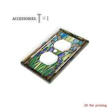 1pc Colorful Glass Pattern Switch Cover Plate Dragonfly & Iris Print 2D Flat Design Personalized Wall Art Decor For Home Kitchen Bathroom Office - Multicolor - View 10