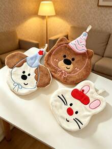 1 pieza/3piezas Toalla de mano con patrón lindo de oso, perro, conejo, super absorbente, toalla decorativa colgante, toalla de mano decorativa para cocina y baño, absorbente, fácil de limpiar, toalla personalizada - Multicolor - Ver 5