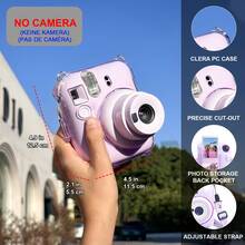 Funda transparente Instant Mini 12 para cámara de película instantánea Fujifilm Mini 12, funda protectora de cámara con bolsillo trasero mejorado para guardar 10 películas y correa ajustable (sin cámara) - Ver 4