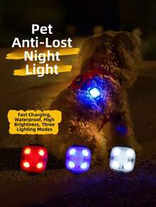 This Rechargeable LED Dog Safety Light Is Perfect For Nighttime Walks. It Can Be Clipped To A Collar, Harness, Or Leash, Providing High Visibility, Is Waterproof, And Comes With A USB-C Port. - Multicolor - View 3