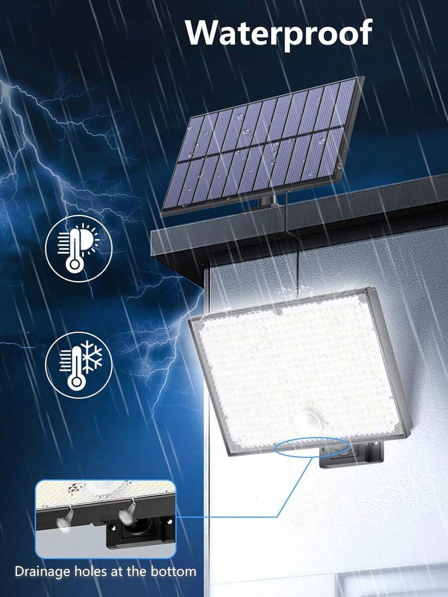 1 đèn tường năng lượng mặt trời 400 LED ngoài trời dạng tách rời siêu sáng, phù hợp cho sân vườn khách sạn, đường phố và chiếu sáng cắm trại ngoài trời