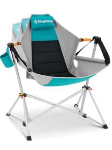 KingCamp - Silla de camping con forma de hamaca plegable portátil para adultos de 400libras resistente plegable de gran tamaño con marco de aleación de aluminio para exteriores playa patio Cian - Cian - Ver 1