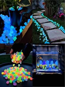 100/300/500pcs Of Large Glow-In-The-Dark Resin Pebbles, Suitable For Aquariums, Flower Pots, Vase Fillers, Wishing Bottle Fillers, Gardens, Lawns, Paths, Bonsai Soil, Glass Jars, Home Decorations, Night Lights, Wedding Tables, And Patio Decorations. - A - View 3