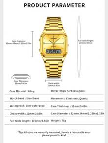 Foxbox LIGE New Luxury Fashion Women's Watch Stainless Steel Strap Quartz Movement Water-Resistant With Luminous Hands Digital Display Women's Watch - Gold - View 3