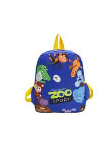 1pc Teen Cartoon Animal Nylon Backpack, Zipper Closure Printed Small School Bag - Blue - View 7