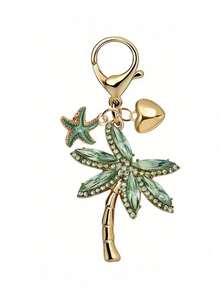Pendentif d'arbre de coco avec éléments de cœur et d'étoile de mer, charme océanique de style bohème de villégiature en alliage, design tropical de Hawaï, bijoux à goutte d'huile émaillée, accessoire minimaliste de mode pour sac à dos, sac à main, étui d'écouteurs, décoration de voiture, léger et durable, idéal pour le port quotidien des femmes, les vacances à la plage, les voyages, les fêtes, excellent cadeau pour la fête des pères, essentiel pour la fête de l'indépendance, cadeau de remise des diplômes pour les amateurs de l'océan - Article 1 (1 pièce) - Voir 9