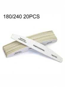50pcs 180/240 Grit Double-Sided Nail Files, Washable, Reusable, Suitable For Natural And Acrylic Nails, Home And Nail Salon Use - Grey - View 7