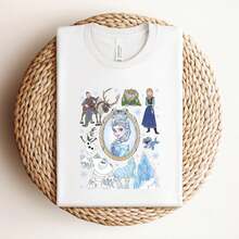 Disney T-Shirt Disney Princess Frozen Shirt, Elsa Anna Olaf Kristoff Sven Hans Graphic Tee, Disney Frozen Shirt, Cartoon Character Fan Gift - trắng - Xem 1