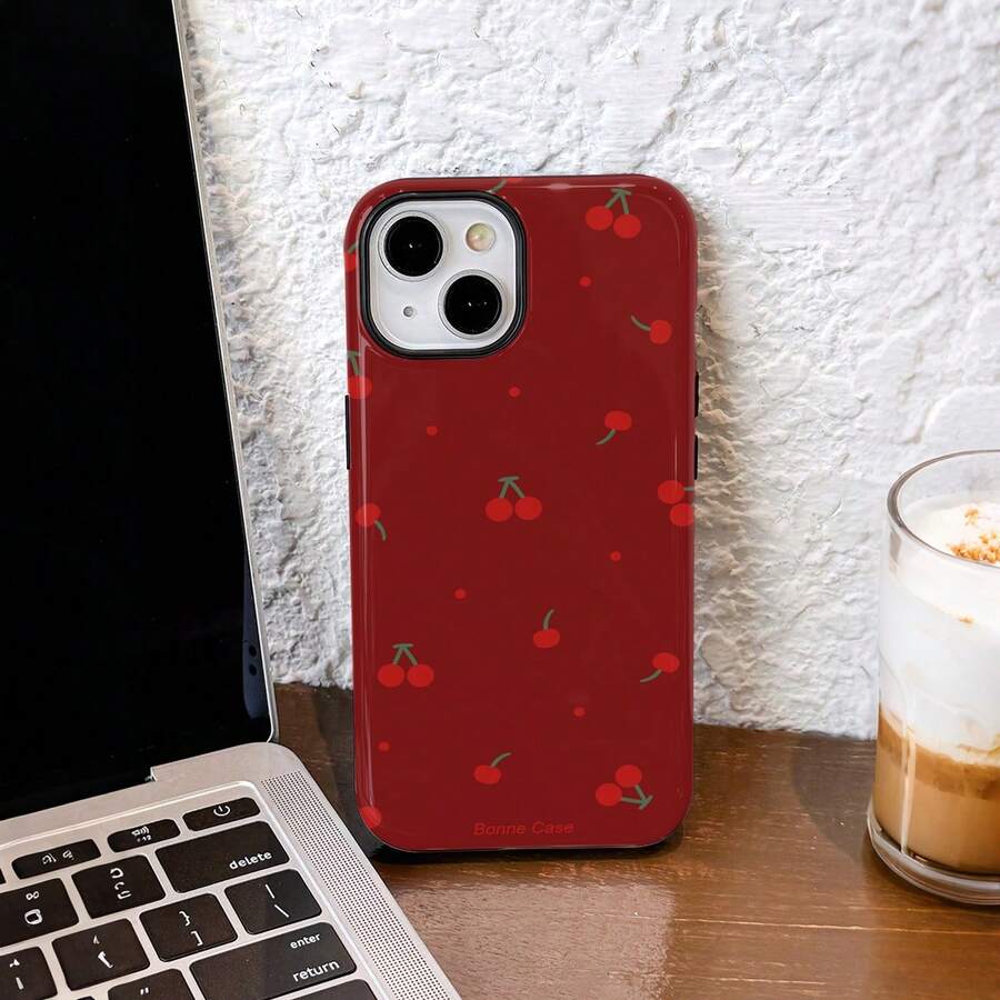 1 buah Casing Ponsel Minimalis Fashion Layar Penuh Motif Polkadot Merah Ceri, Silikon Cair Lubang Besar Tahan Guncangan Pelindung Lembut Kompatibel dengan Apple 11/12/13/14/14plus/15/15plus/16/16plus/17/17pro dan Model Lainnya - MultiWarna - View 1