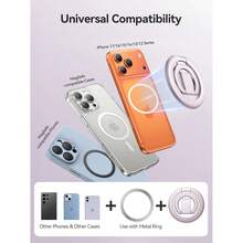 Double-Sided Magnetic Phone Ring Holder Compatible With MagSafe, N52 Strong Magnet Grip & Foldable Kickstand For Gym Rack, Fridg - 紫色 - 查看 3
