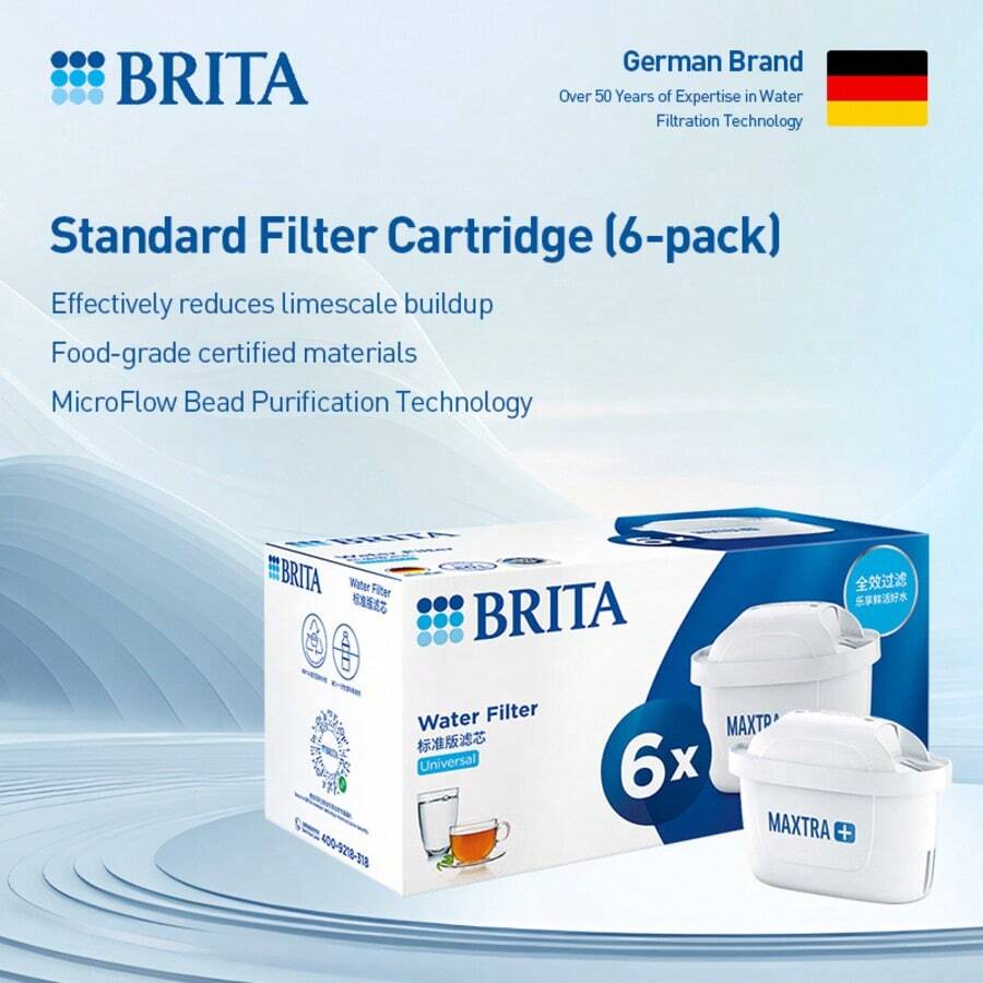 1/3/6pcs Replacement Water Filter Cartridges, High Density Microfiber, Removes Chlorine & Odors, Reduces Impurities, Compatible With Brita Water Filters And Multiple Models - View 1