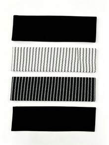 4 Stücke/Set minimalistische schwarz-weiße Stirnbänder für Frauen - atmungsaktive Baumwoll-Haarwickel für Sommer, Strand und Workout - Verschiedenfarbig - Übersicht 2