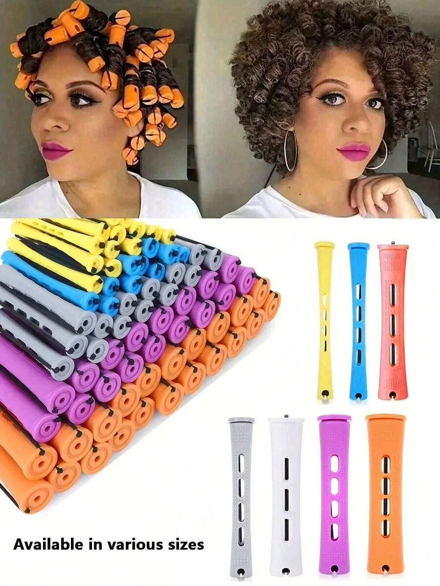 10pcs Heatless Curling Rod Set, Long Curling Rod DIY Cold Perm Rods Hair Roller Hair Styling Tools, Suitable For Natural Hair Perming Rod Set, Plastic Cold Perm Rods, Suitable For Women Teen Girls DIY Hair Styling Tools, Can Create Various Curly Hairstyles, Reusable DIY Solution, Create Salon-Quality Curls At Home (Multiple Colors And Sizes Available) - Multicolor - View 1