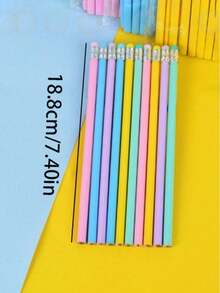 50 bút chì gỗ nhiều màu có tẩy ở đuôi, bút chì phác thảo hình tam giác, phù hợp để viết, vẽ và giảng dạy; đồ dùng học tập cho học sinh và giáo viên; có nhiều màu sắc - Nhiều màu - Xem 10