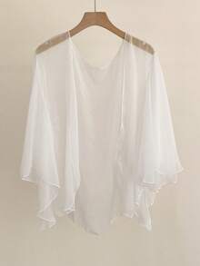 1 chiếc khăn choàng voan mềm, áo khoác cardigan mỏng nhẹ thoáng màu trơn cho nữ, mùa xuân & mùa thu - Nhiều màu - Xem 10