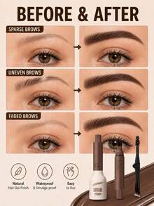 Pudaier 2-In-1 Dual-Ended Eyebrow Brush & Eyebrow Pomade, Easy To Shape, Creates Precise Natural Fluffy Hair-Like Eyebrows, Waterproof Smudge-Proof Long-Lasting, Suitable For Beginners, Women's Makeup Gift - 03 - View 3