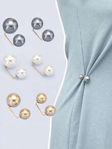 10pcs Faux Pearl Waist Buckles, Jeans Waist Adjustment Clips, Shirt Collar Clips, Anti-Exposure Buckles, Pearl Brooches, Minimalist Lapel Pins And Shoulder Straps, Skirt Waist Adjustment Clips, Cuff And Pant Leg Shortening Anti-Exposure Buckles - Multicolor - View 1