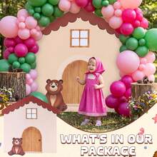 Juego de arco de globos de fiesta con 141 piezas de oso de dibujos animados rosa, disponible en múltiples colores y tamaños, adecuado para cumpleaños, baby showers, fiestas temáticas, accesorios de fotografía, decoraciones de eventos familiares y celebraciones de fiesta - Multicolor - Ver 7