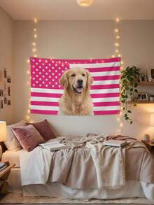 1pc Customized 3x5ft Pink American Flag, Personalized Photo Tapestry, Custom Banner For Bachelorette Party, Dorm Room Decor, Independence Day Poster - Multicolor - View 3