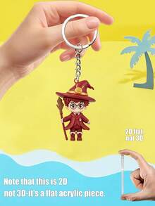 Harry Potter-Themed Halloween Acrylic Keychain. The Flat 2D Design Recreates The Q-Like Image Of The Magician. It Is Thin And Transparent, And Not Prone To Breaking. The Metal Chain Ring Is Rust-Proof And Durable, Suitable For Key Decoration. - Multicolor - View 5