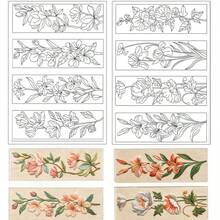 Pre-Printed Fun Floral Bookmarks Water-Soluble Pattern Stabilizer For Embroidery, Fun Themed Embroidery Applique Stickers, Suitable For Hand Sewing Enthusiasts And Beginners - B - View 13