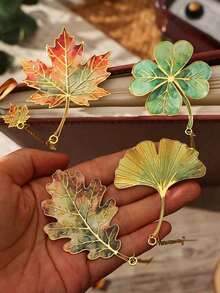 1PC Vintage Leaf Bookmark With Metal Pendant, Ideal Gift For Book Lovers, Suitable For Students, Teachers And Writers - Leaf Bookmark - View 4
