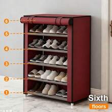 Red Dust-Proof Shoe Rack, Multi-Layer Minimalist Freestanding Shoe Storage Rack, Easy Assembly Space-Saving Storage Shelf, Suitable For Dorms And Homes, 6/8/10 Layers Optional (Can Hold 15-27 Pairs Of Shoes) - Red - View 13