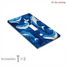 1pc 2D Flat Printing  Whale Ocean Pattern Decorative Light Switch Cover,Stylish Wall Plate Indoor Outdoor Bedroom Kitchen Bathroom Decor With Easy Ins - Double Toggle 11.5cm*11.5cm - View 6