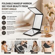 1pc 3-Fold Multi-Angle 4-Layer Handheld Beauty Mirror - Portable Styling Mirror With Glass Surface, Durable Plastic Frame And Cartoon Design, Suitable For Bathroom, Vanity, Travel - No Power Required, Makeup Mirror - Multicolor - View 1