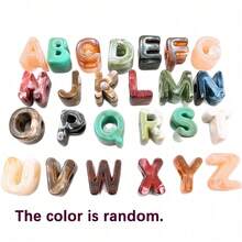 10pcs 21x14mm Acrylic Letter Beads, 26 Random Mixed Color Letters, Clothing Decoration Accessories, Handmade Jewelry Making Materials For Necklace, Bracelet And DIY Crafts - Multicolor - View 12