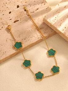 1 pieza/4pcs Pulsera de Acero de Titanio con Trébol de la Suerte Flor de Cinco Hojas para Mujeres, Joyería de Lujo de Alta Gama 18k Trébol de Cinco Hojas Resistente al Agua Acero Inoxidable - Multicolor - Ver 5