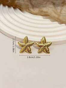 1 Pair Vacation Beach Style Starfish Stud Earrings, Suitable For Pool Party, Daily Wear, Gift For Women - Multicolor - View 8