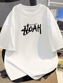Minimalist. 100% Cotton. 1 Pack[Xiang Longfei Selection]NOAH-Style English Print T-Shirt, Design, Pure Cotton Short Sleeve, Couple Style. Spring/Summer Top. - White - View 2