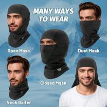 West Biking Balaclava Ski Mask Warm Face Mask For Cold Weather Lightweight Windproof Thermal Winter Scarf Face Mask Men Wome - Black - View 4