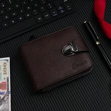Men's Litchi Grain Wallet, Short Style High-Quality Snap Closure Bifold Wallet, Multi-Card Slots Large Capacity Coin Purse - Multicolor - View 4