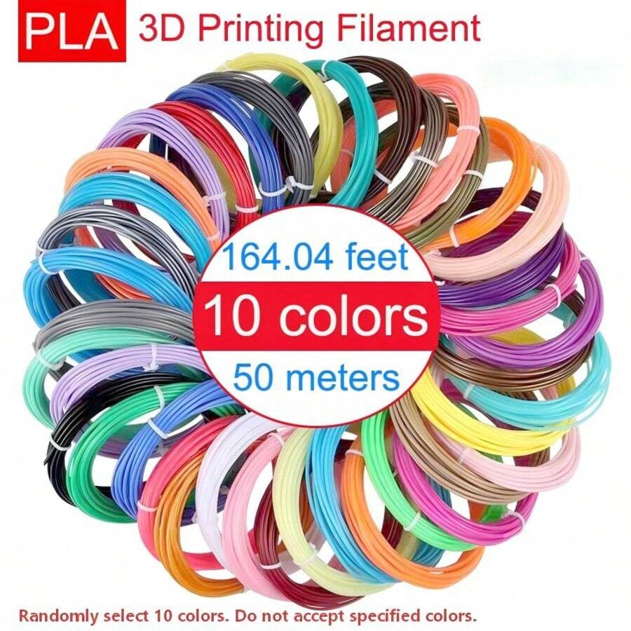 PLA Printing Filament For 3D Pen, Total Length 50m, Diameter 1.75mm, 10 Random Colors, 5m Per Color - PLA50 Meters - View 1