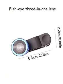1 pieza Kit de lentes de cámara de teléfono portátil 3 en 1 con lente de ojo de pez y lente gran angular, con clip para teléfonos móviles (color aleatorio) - Ver 11