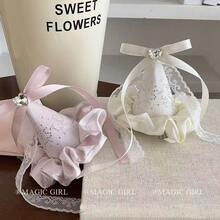 Korean Style Ins Heart Rhinestone Lace Bow Princess Birthday Hat Hair Clip Women Sweet Side Clip Hair Accessory Headpiece - View 4