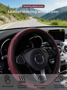 Anti-Slip Car Steering Wheel Cover With Braided Shoulder Pad Support, Breathable Car Steering Wheel Cover Accessory - Multicolor - View 2