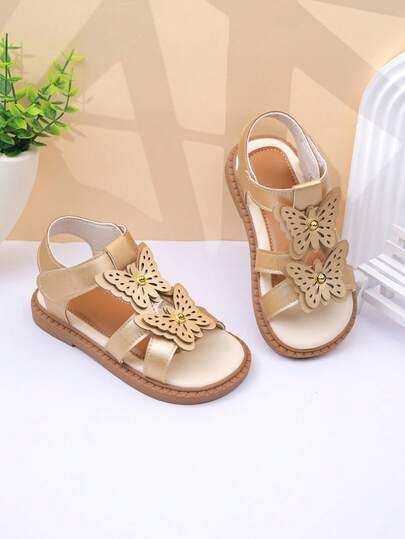 Sandal bệt nữ trang trí bướm, đính nơ dễ thương tinh nghịch, quai dán, đế mềm, giày đi biển mùa hè, phù hợp đi học và đi chơi