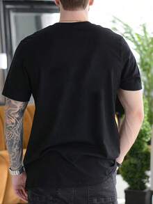 Magliette Uomo Manica Corta  2026 Men'S Interesting Pattern T-Shirt, Casual Sporty, Breathable Pure Cotton, Round Neck, Short-Sleeve Summer Top - Black - View 2