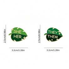 SHE HER THEY THEM 琺瑯胸針別針 時尚裝飾胸針飾品 翻領包包徽章 珠寶禮物 - 綠色 - 查看 3