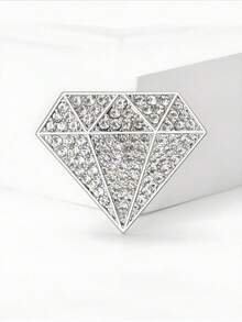 1pc Elegant Rhombus Diamond Shaped Brooch - Luxury Alloy, Minimalist And Exquisite Women's Accessory For Daily Wear - Multicolor - View 11