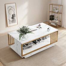 Modern Coffee Tables Side Table 100cm Coffee Table - White - View 9