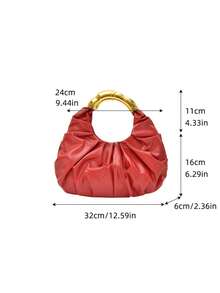 Dedoo New Fashionable Multi-Functional Thick Metal Hardware Pleated Large Capacity Cloud Tote Bag - Burgundy - View 3