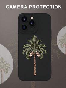 1 pièce Coque souple premium imprimée thème palmier Arabie Saoudite motif 2D classique populaire nouveau, noir mat toucher anti-poussière et imperméable, convient pour amis, famille, couples, vous-même, compatible avec iPhone 16/15/14/13/12/11/Pro/ProMax/X/XR/XS/XSMAX/7/8/PLUS - Noir - Voir 5