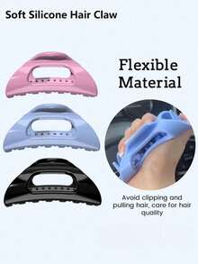 2026 New Women's Hair Claw Clip, Soft Silicone Hair Claw, High-End Anti-Drop Durable Hair Clip, Square Soft Claw Hair Clip, Suitable For Women, Elastic Hair Claw, Suitable For Thick Hair, Lightweight And Comfortable, Especially Soft Hair Clip, Suitable For Various Occasions - Multicolor - View 1
