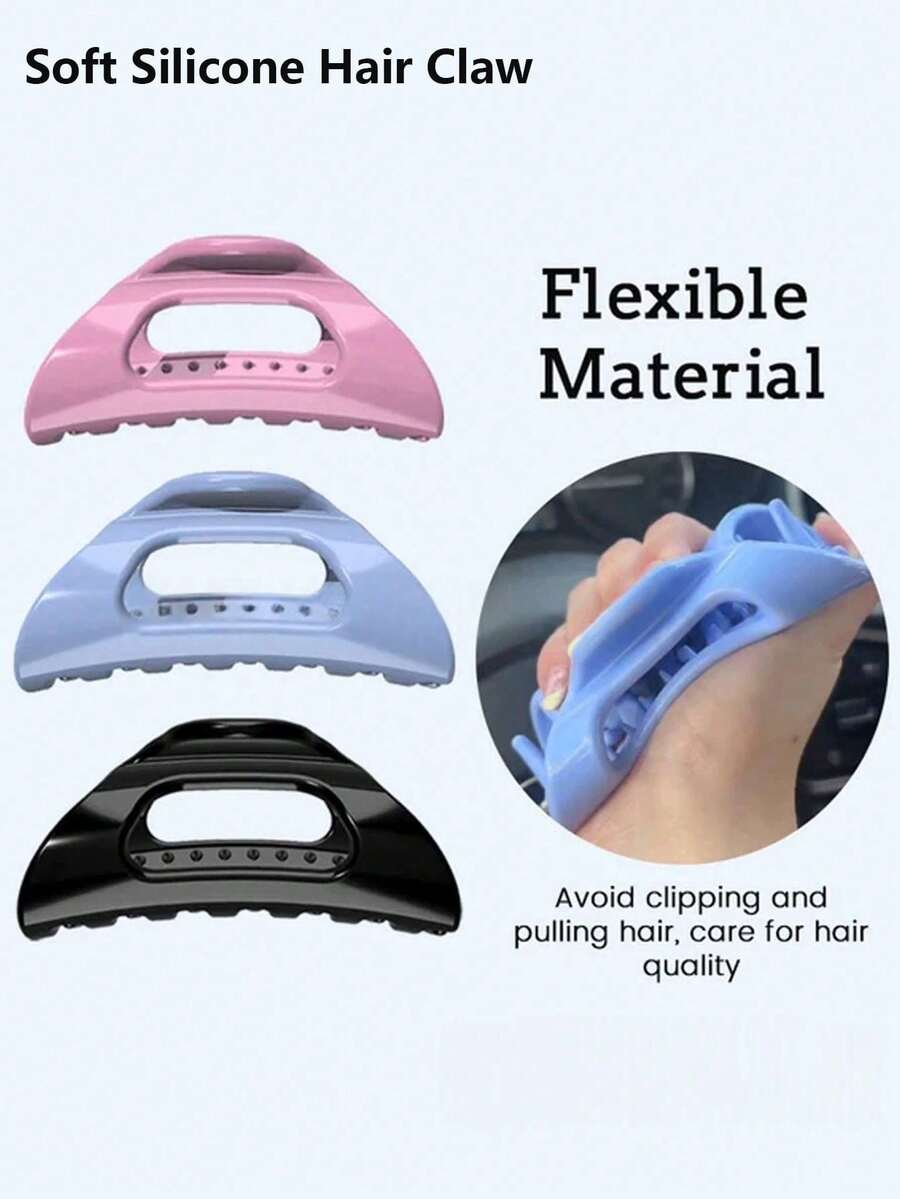 2026 New Women's Hair Claw Clip, Soft Silicone Hair Claw, High-End Anti-Drop Durable Hair Clip, Square Soft Claw Hair Clip, Suitable For Women, Elastic Hair Claw, Suitable For Thick Hair, Lightweight And Comfortable, Especially Soft Hair Clip, Suitable For Various Occasions - Multicolor - View 1