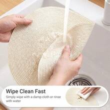 4/6/8pcs 15 Inch Round Woven PP Placemats, Washable Non-Slip Heat-Resistant Table Mats, Suitable For Home Dining Table Decor, Holiday Party, Wedding, Outdoor - Beige - View 5